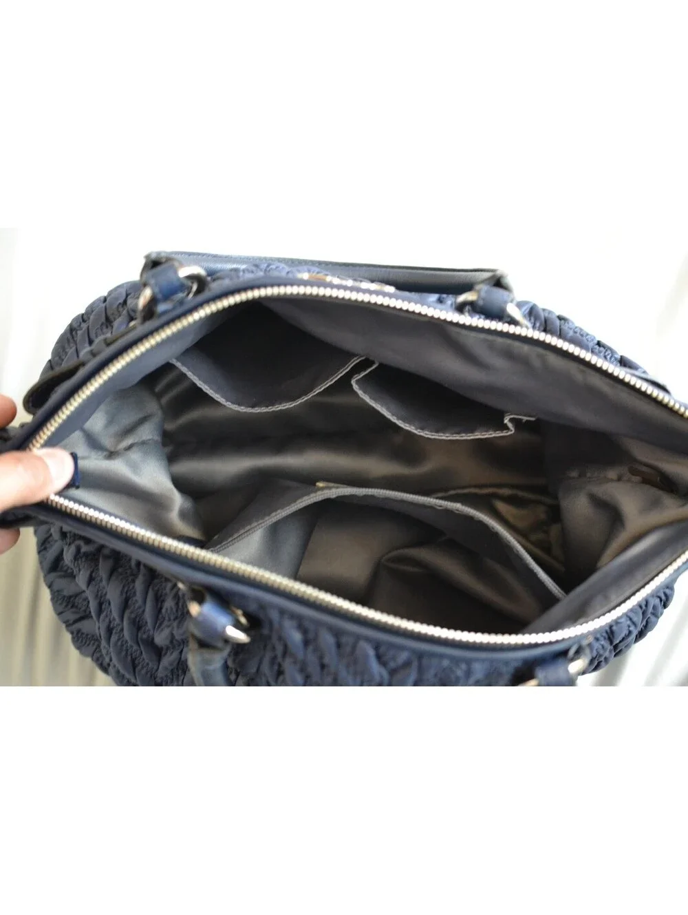 Coach Madison Sophia 18637 70th Anniversary Navy Quilted Chevron Satchel Bag